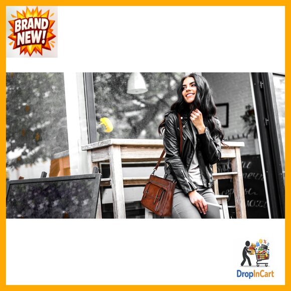 Soft Leather Crossbody Bag Multi Pocket Adjustable Strap Chic Travel Purse - Picture 7 of 7